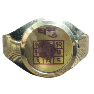 Sagittarius (Dhanu-धनु) Rashi(राशि) Yantra(यंत्र) Asthdhatu(अष्टधातु) Ring(रिंग) with Rudraksh(रुद्राक्ष)