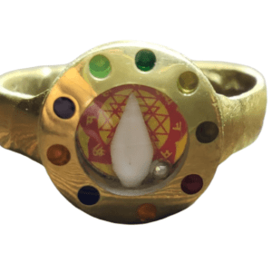 Ashtadhatu(अष्टधातु) High Quality Shri Yantra(श्रीयंत्र) Ring With Shankh(शंख), Gems And Mercury(पारा)