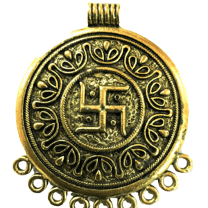 High Quality German Silver Gold Plated Swastik Pendant | Size 55x50 mm