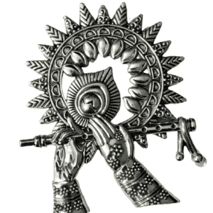 High Quality German Silver Zinc Alloy Oxidized Krishna Flute Pendant | Size 50x60 mm