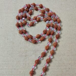 Rudraksha Crystal Mala(रुद्राक्ष क्रिस्टल माला) | Bead Size 4 mm | 108+1 Beads