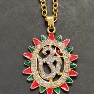 High Quality Metal American Diamond Sai Baba Pendant With Chain | Size 50x35 mm