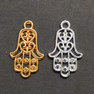 German Silver Metal Hamsa Fatima Hand Combo Pendant
