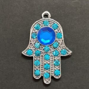 Metal Hamsa Hand Locket With Stones | Size 40x30 mm