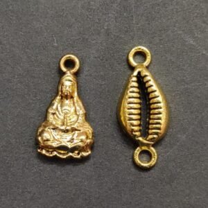 German Silver Gold Plated Metal Laxmi And Kaudi Combo Pendant