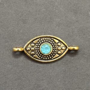 High Quality Metal Gold Plated Evil Eye Locket | Size 28x11 mm