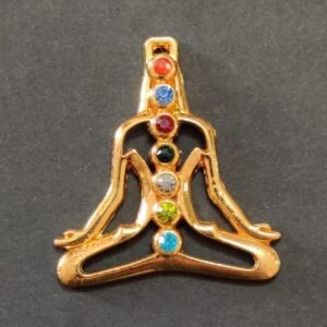 Seven Chakra Metal Golden Yoga Metal Pendant | Size 34x36 mm