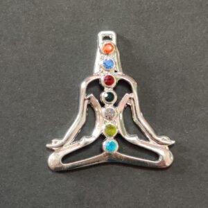Seven Chakra Metal Silver Yoga Metal Pendant | Size 34x36 mm
