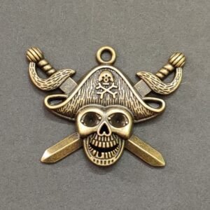 Carbon Plated Metal Pirates Skull Pendant | Size 45x30 mm