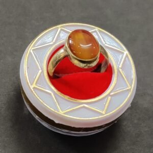 Orange Hakik Ring In Panchdhatu(पंचधातु हकीक रिंग)