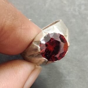 Red AD Zircon Brass Ring With Silver Coating(रेड जिरकॉन रिंग)