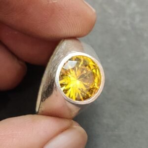 Yellow AD Zircon Brass Ring With Silver Coating(येलो जिरकॉन रिंग)
