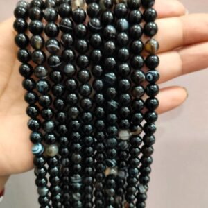 Sulemani Hakik Mala Black (सुलेमानी हकीक माला )- Bead Size- 8 mm