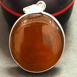 Big Size Hakik Stone Silver Polished Pendant In Brass(हकीक स्टोन लॉकेट) | Weight 36.10 carat