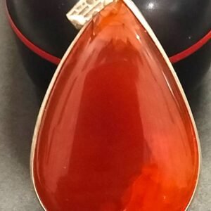 Big Size Hakik Stone Silver Polished Pendant In Brass(हकीक स्टोन) | Weight 48.40 carat