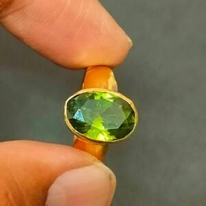 Light Green AD Ring In Brass