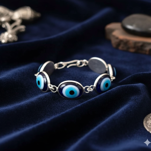 German Silver Evileye Nazar Raksha Kavach Bracelet(जर्मन सिल्वर नज़र रक्षा कवच ब्रेसलेट)