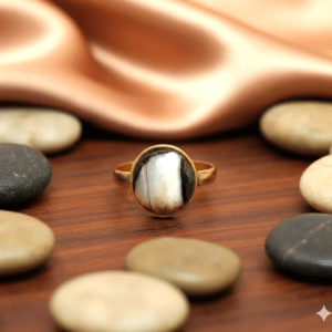 High Quality Certified Sulemani Hakik Stone Ring In Brass With Certificate(सुलेमानी हकीक स्टोन रिंग) | Size- Adjustable | Weight- 6.11 gram