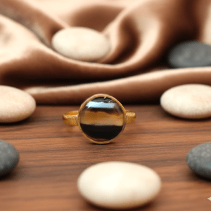 High Quality Certified Sulemani Hakik Stone Ring In Brass With Certificate(सुलेमानी हकीक स्टोन रिंग) | Size- Adjustable | Weight- 5.23 gram