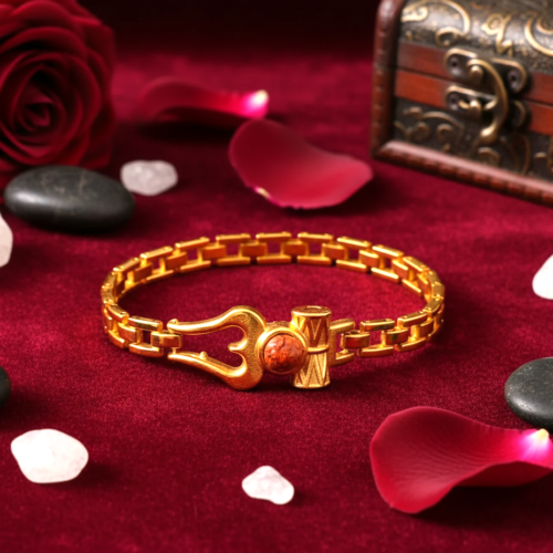 Trishul Damru Brass Bracelet