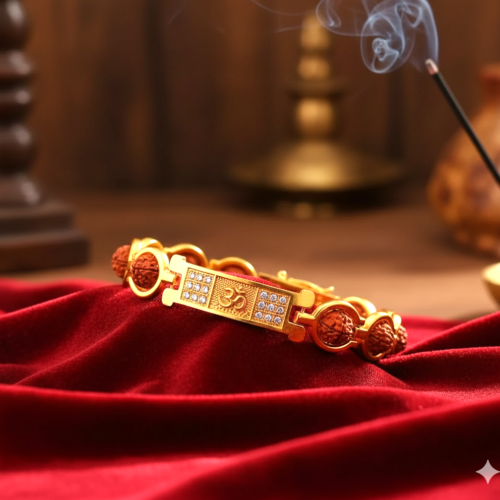 Stylish Om Rudraksha Brass Bracelet