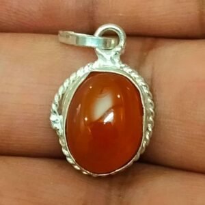 Silver Polished Brass Hakik Stone Locket 10(हकीक स्टोन लॉकेट)