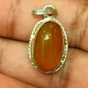 Silver Polished Brass Hakik Stone Locket 11(हकीक स्टोन लॉकेट)