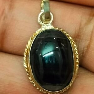 Silver Polished Brass Hakik Stone Locket 12(हकीक स्टोन लॉकेट)