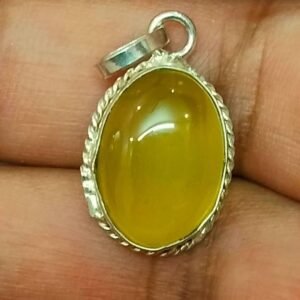 Silver Polished Brass Hakik Stone Locket 13(हकीक स्टोन लॉकेट)