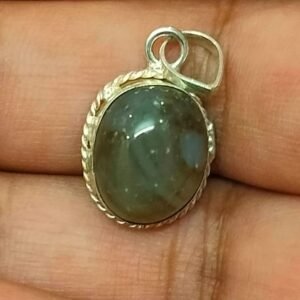 Silver Polished Brass Hakik Stone Locket 17(हकीक स्टोन लॉकेट)