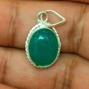 Silver Polished Brass Hakik Stone Locket 18(हकीक स्टोन लॉकेट)