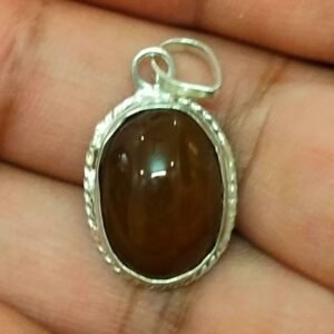 Silver Polished Brass Hakik Stone Locket 19(हकीक स्टोन लॉकेट)