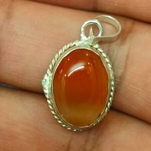 Silver Polished Brass Hakik Stone Locket 2(हकीक स्टोन लॉकेट)