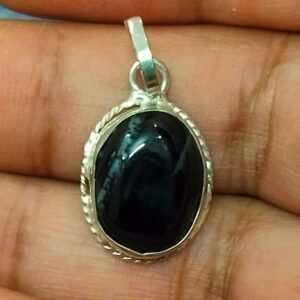 Silver Polished Brass Hakik Stone Locket 20(हकीक स्टोन लॉकेट)