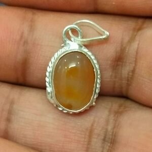 Silver Polished Brass Hakik Stone Locket 27(हकीक स्टोन लॉकेट)