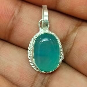 Silver Polished Brass Hakik Stone Locket 28(हकीक स्टोन लॉकेट)