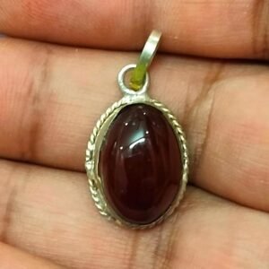 Silver Polished Brass Hakik Stone Locket 31(हकीक स्टोन लॉकेट)