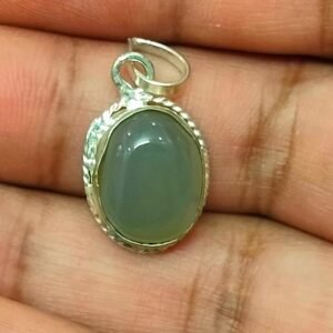 Silver Polished Brass Hakik Stone Locket 36(हकीक स्टोन लॉकेट)