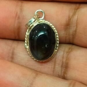 Silver Polished Brass Hakik Stone Locket 37(हकीक स्टोन लॉकेट)