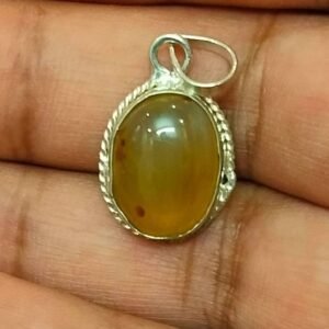 Silver Polished Brass Hakik Stone Locket 38(हकीक स्टोन लॉकेट)