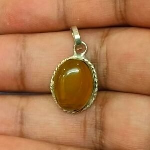 Silver Polished Brass Hakik Stone Locket 39(हकीक स्टोन लॉकेट)