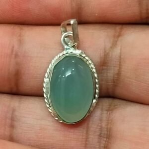 Silver Polished Brass Hakik Stone Locket 42(हकीक स्टोन लॉकेट)