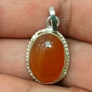 Silver Polished Brass Hakik Stone Locket 43(हकीक स्टोन लॉकेट)