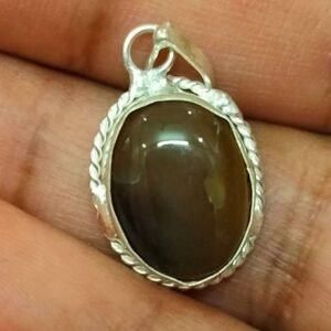 Silver Polished Brass Hakik Stone Locket 7(हकीक स्टोन लॉकेट)