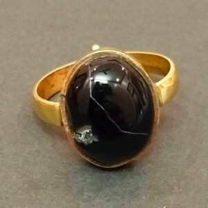 High Quality Certified Sulemani Hakik Stone Ring In Brass With Certificate(सुलेमानी हकीक स्टोन रिंग) | Size- Adjustable | Weight- 6.45 gram