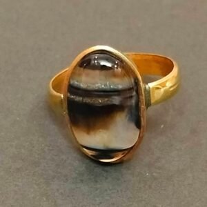 High Quality Certified Sulemani Hakik Stone Ring In Brass With Certificate(सुलेमानी हकीक स्टोन रिंग) | Size- Adjustable | Weight- 5.74 gram