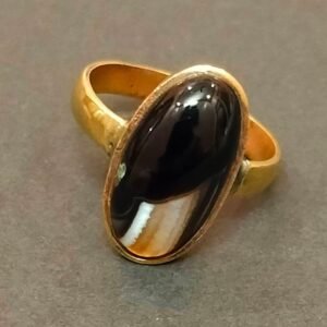 High Quality Certified Sulemani Hakik Stone Ring In Brass With Certificate(सुलेमानी हकीक स्टोन रिंग) | Size- Adjustable | Weight- 5.23 gram