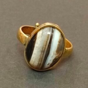 High Quality Certified Sulemani Hakik Stone Ring In Brass With Certificate(सुलेमानी हकीक स्टोन रिंग) | Size- Adjustable | Weight- 6.34 gram