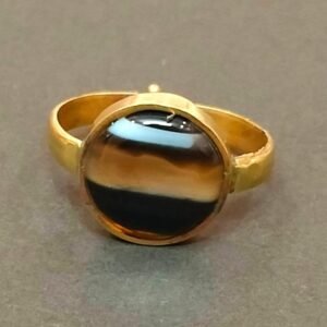 High Quality Certified Sulemani Hakik Stone Ring In Brass With Certificate(सुलेमानी हकीक स्टोन रिंग) | Size- Adjustable | Weight- 5.23 gram