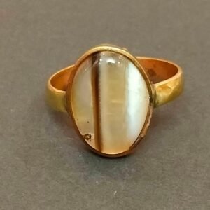 High Quality Certified Sulemani Hakik Stone Ring In Brass With Certificate(सुलेमानी हकीक स्टोन रिंग) | Size- Adjustable | Weight- 5.58 gram